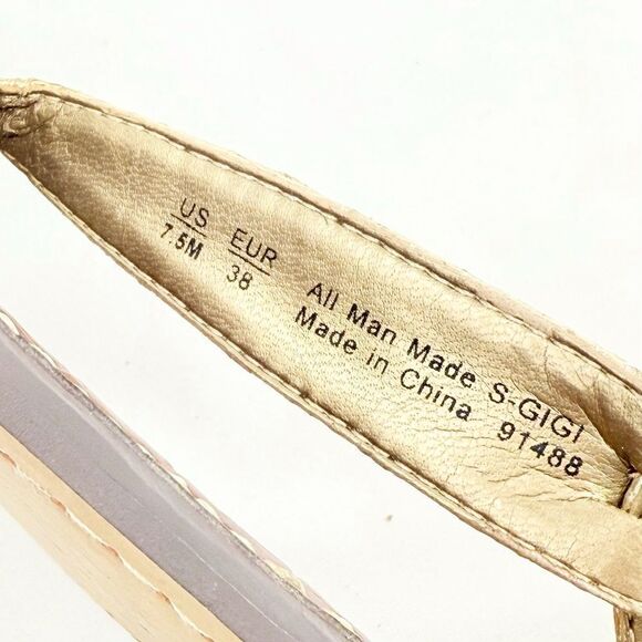 Sam Edelman GIGI Gold Metallic Reptile Embossed Leather T Strap Thong Sandals - Picture 16 of 16